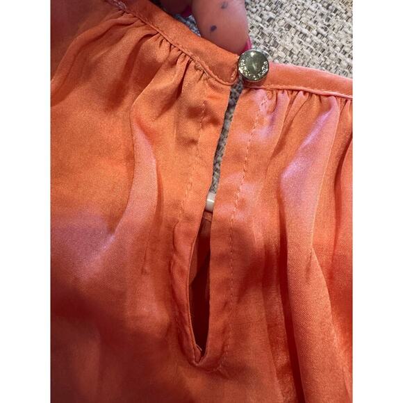 Vince Camuto Coral Peach Flutter Ruffle Sleeve Sleeveless Top Blouse Sz. L - Picture 9 of 12